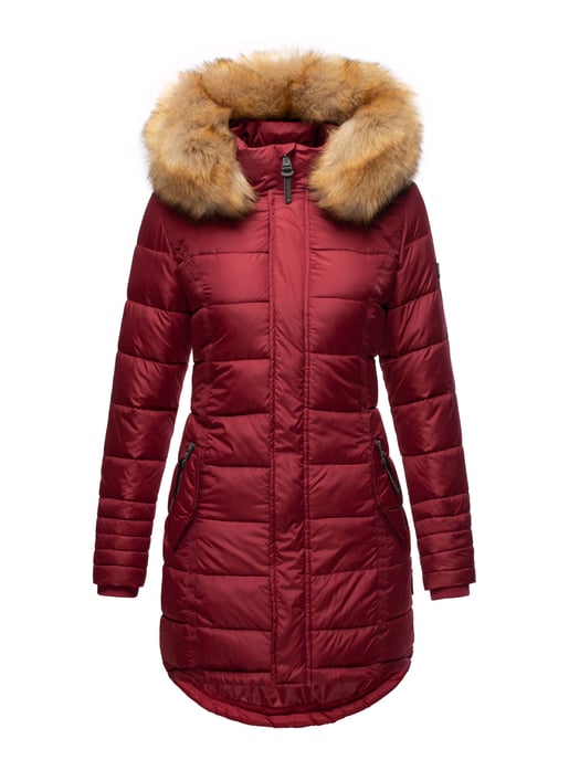 Navahoo Abrigo de Invierno Mujer Papaya – Entallado, Cálido & Con Cuello de Pelo Desmontable - Image 2