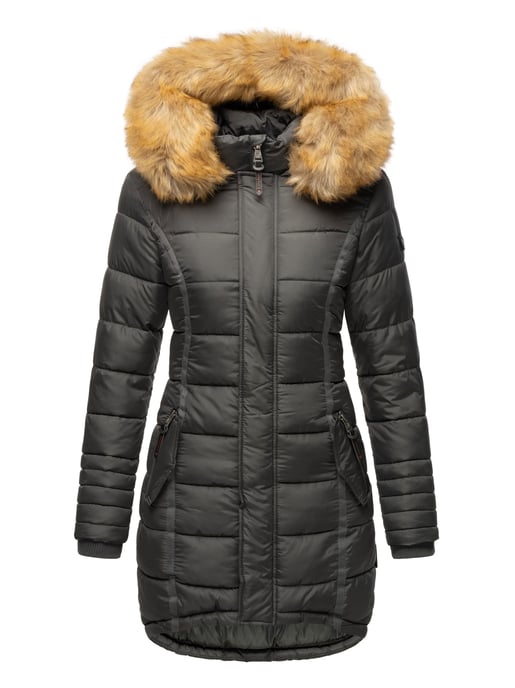 Navahoo Abrigo de Invierno Mujer Papaya – Entallado, Cálido & Con Cuello de Pelo Desmontable - Image 2