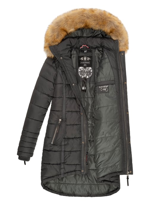 Navahoo Abrigo de Invierno Mujer Papaya – Entallado, Cálido & Con Cuello de Pelo Desmontable - Image 6