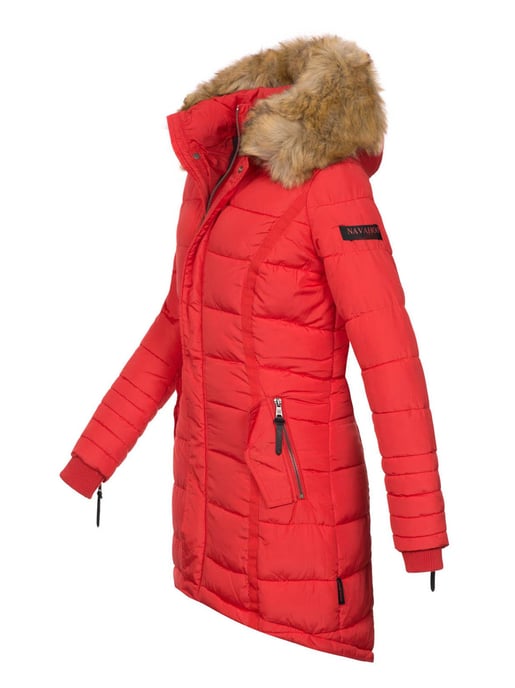 Navahoo Abrigo de Invierno Mujer Papaya – Entallado, Cálido & Con Cuello de Pelo Desmontable - Image 2