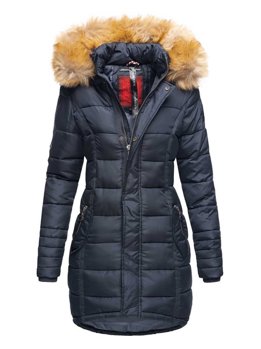 Navahoo Abrigo de Invierno Mujer Papaya – Entallado, Cálido & Con Cuello de Pelo Desmontable - Image 1