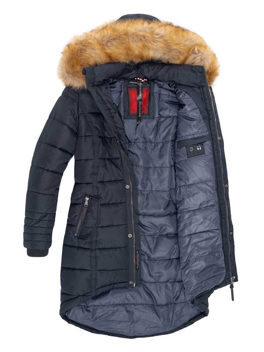Navahoo Abrigo de Invierno Mujer Papaya – Entallado, Cálido & Con Cuello de Pelo Desmontable - Image 2