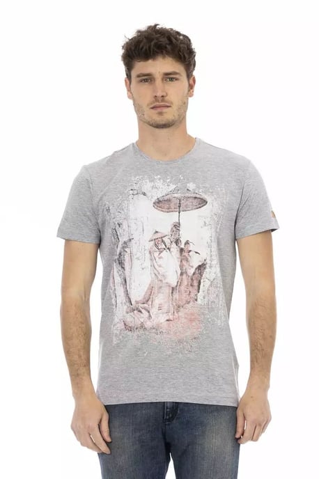 Camiseta gráfica gris estilo casual - Image 1
