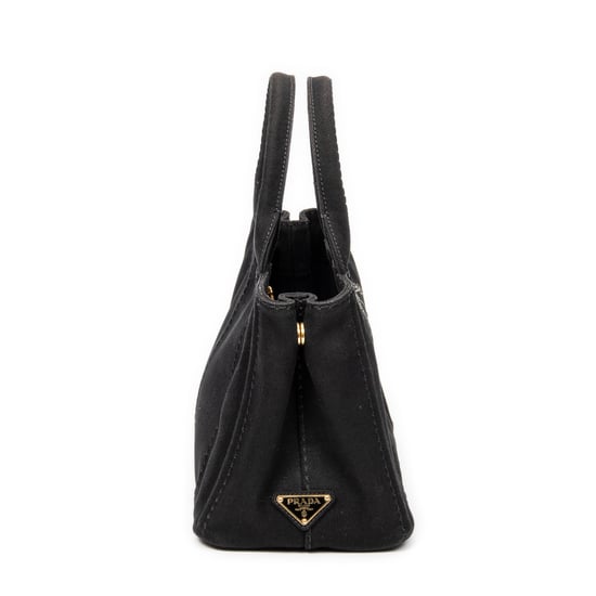 Prada Small Canapa Tote  en Negro Lienzo - Image 4