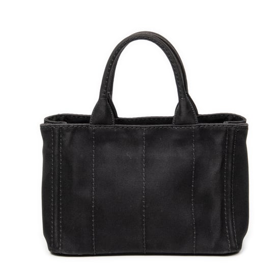 Prada Small Canapa Tote  en Negro Lienzo - Image 5