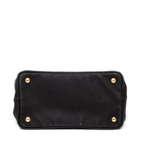 Prada Small Canapa Tote  en Negro Lienzo - Image 6