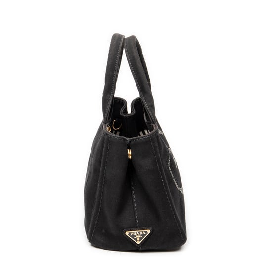 Prada Small Canapa Tote  en Negro Lienzo - Image 4