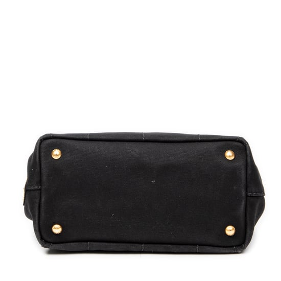 Prada Small Canapa Tote  en Negro Lienzo - Image 6