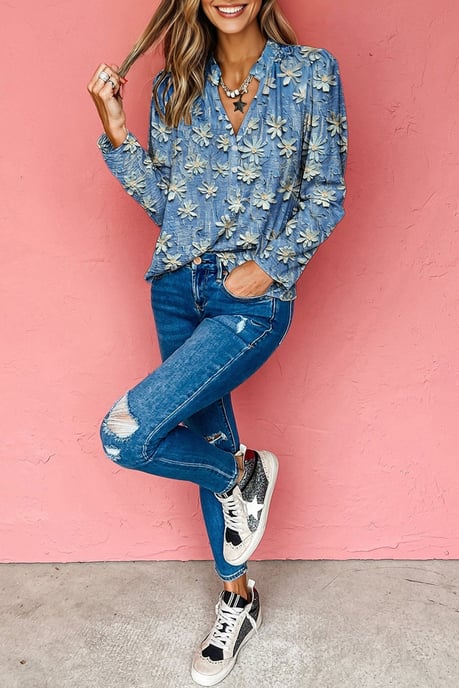 Top de manga larga con estampado floral - Image 2