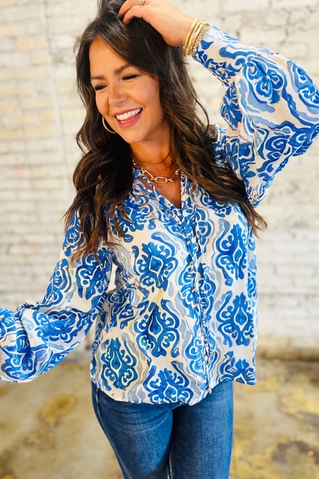 Blusa de cuello en V con estampado floral - Image 2