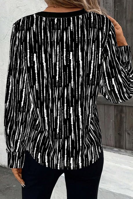 Blusa de manga larga con cuello en V a rayas - Image 2