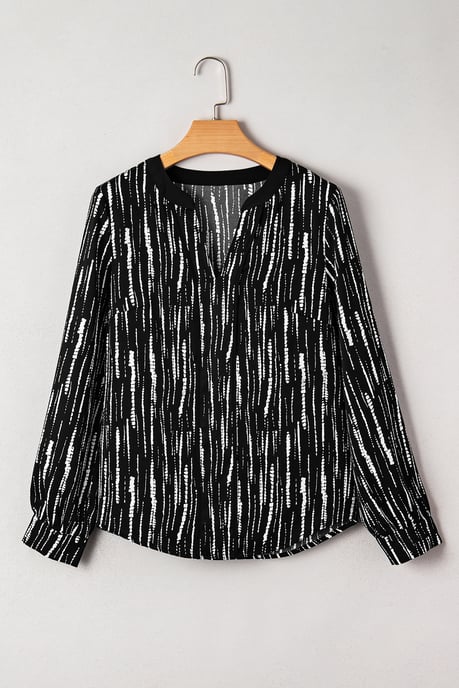 Blusa de manga larga con cuello en V a rayas - Image 4