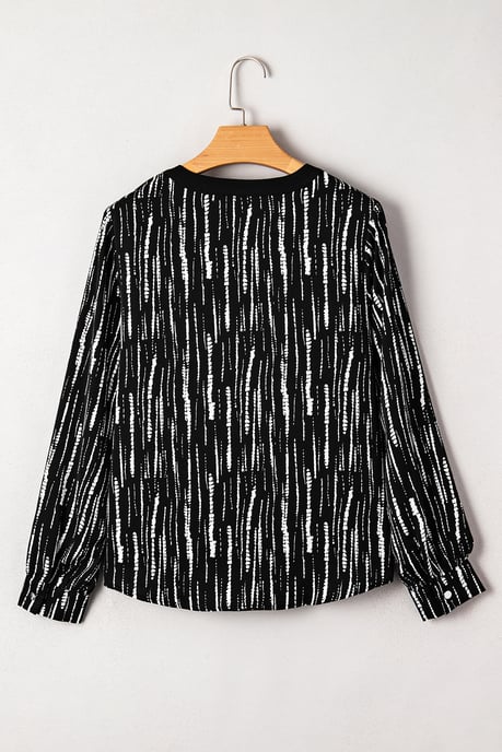 Blusa de manga larga con cuello en V a rayas - Image 5