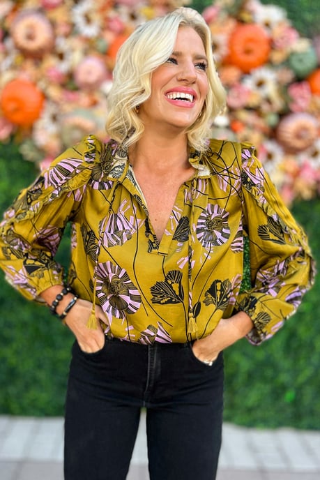 Blusa de Flores con Mangas Rizadas - Image 3