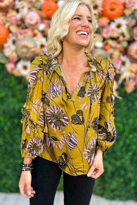 Blusa de Flores con Mangas Rizadas - Image 4