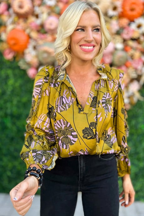 Blusa de Flores con Mangas Rizadas - Image 5