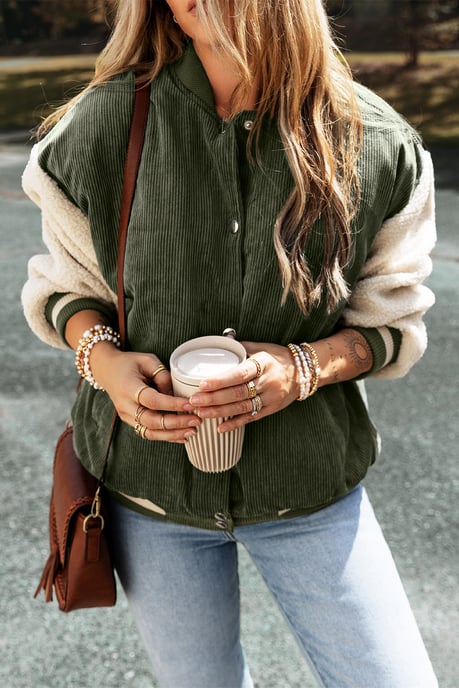 Chaqueta Bomber de Corduroy con Mangas de Sherpa - Image 1