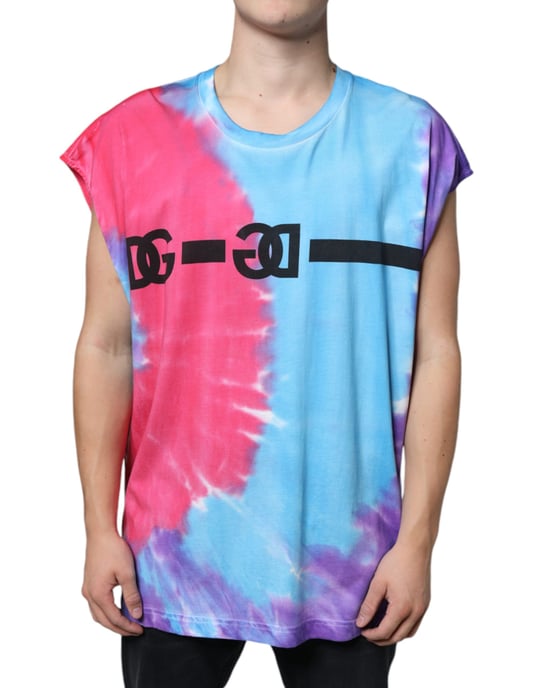 Camiseta de cuello redondo de manga corta en tie-dye - Image 1