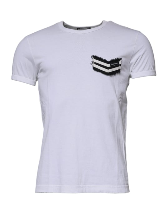 Camiseta de manga corta con detalle de parche en el cuello redondo - Image 1