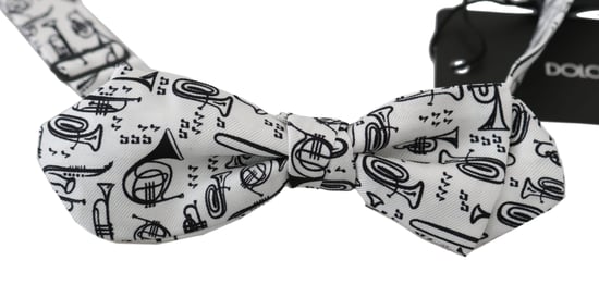 Corbata de Pajarita con Estampado de Instrumentos Musicales - Image 1