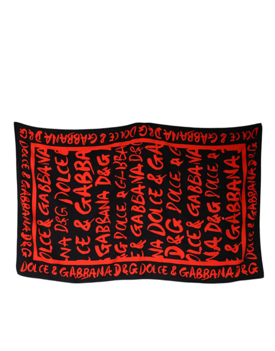 Bufanda de seda con estampado de logo rojo - Image 2