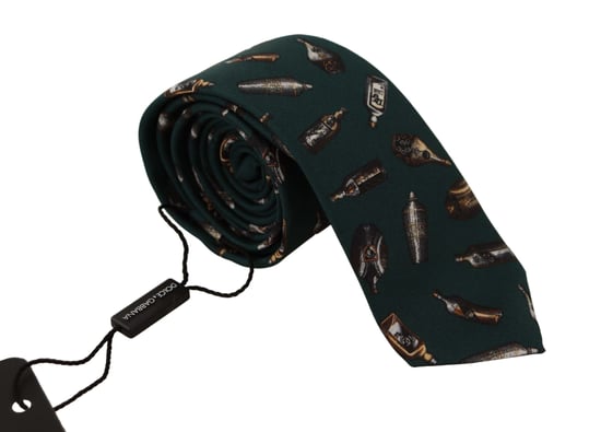 Corbata de seda con estampado de botellas - Image 1