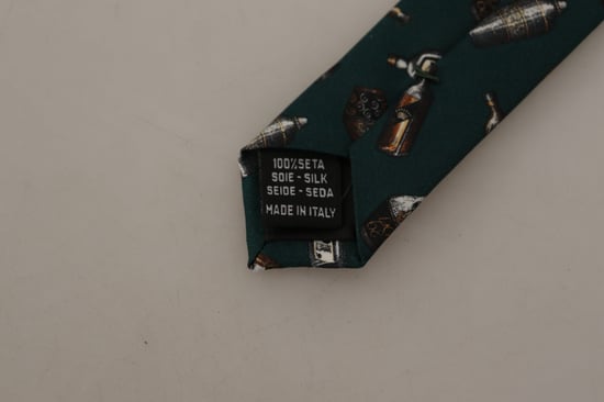 Corbata de seda con estampado de botellas - Image 3