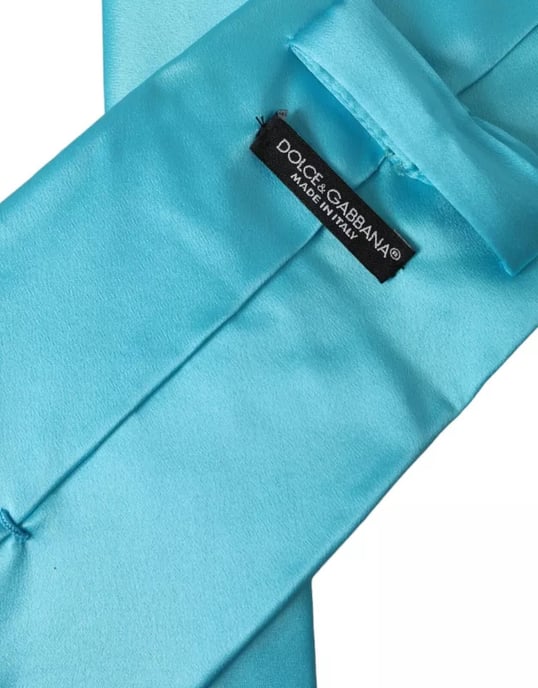 Corbata de seda turquesa lisa - Image 3