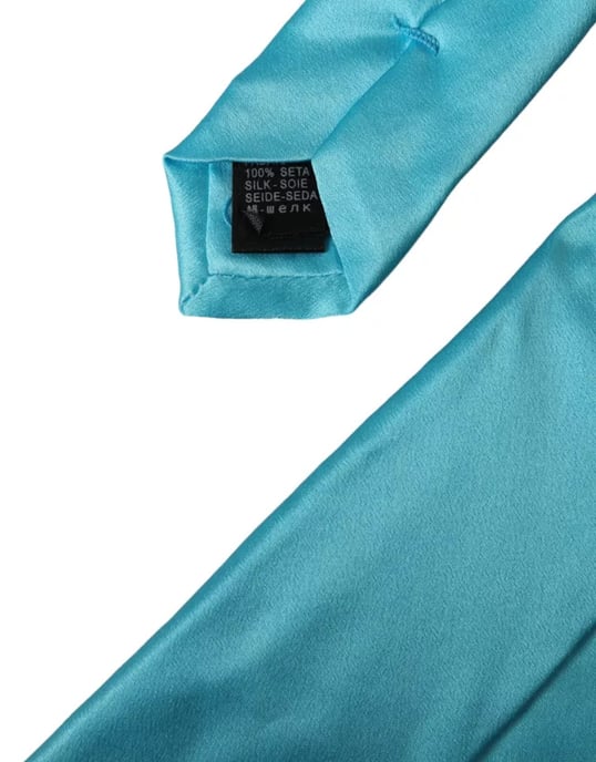Corbata de seda turquesa lisa - Image 5