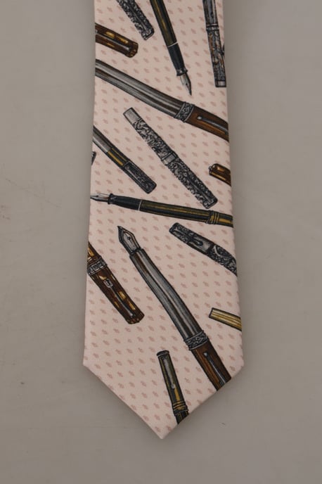 Corbata de Seda con Estampado de Pluma Kra3179 - Image 3