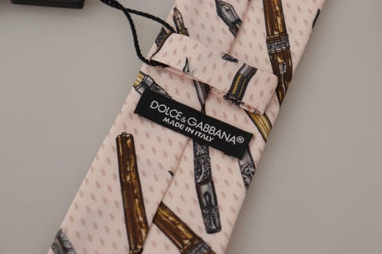 Corbata de Seda con Estampado de Pluma Kra3179 - Image 6