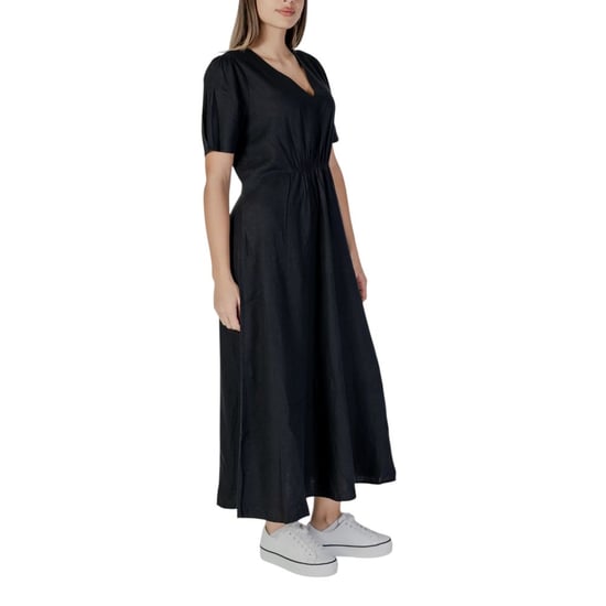 Vestido Maxi Ajustado Relaxed con Escote en V y Mangas Cortas - Image 4