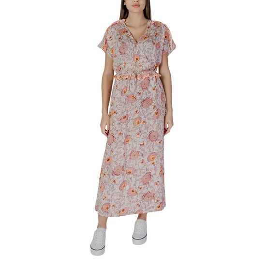 Vestido Maxi Floral con Escote en V y Mangas Cortas - Image 1