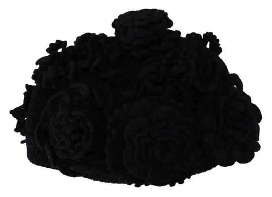 Gorro negro con aplique de rosa - Image 5