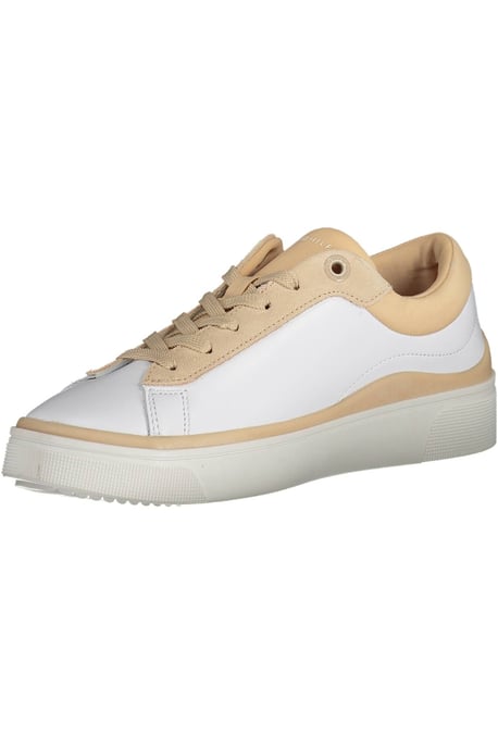 Zapatillas de cuero con suela de copa elevadas para mujer Tommy Hilfiger - Blancas y rosas - Image 3