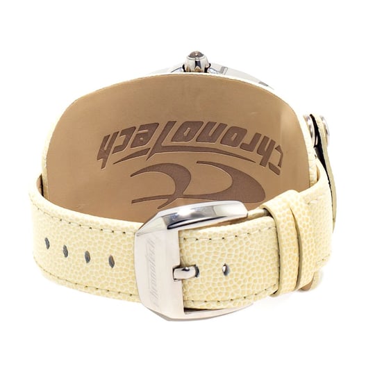 Reloj Chronotech con correa de cuero crema - Image 2