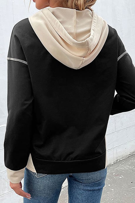 Sudadera con capucha de manga larga bicolor - Image 2