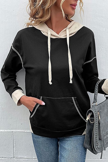 Sudadera con capucha de manga larga bicolor - Image 3