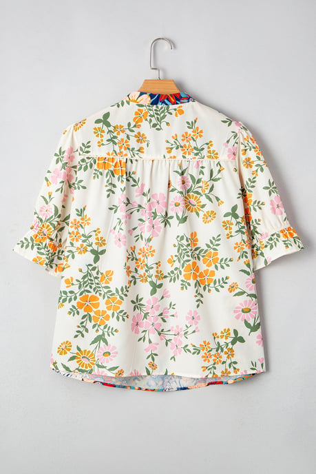 Top Floral de Cuello en V con Manga 3/4 - Image 4