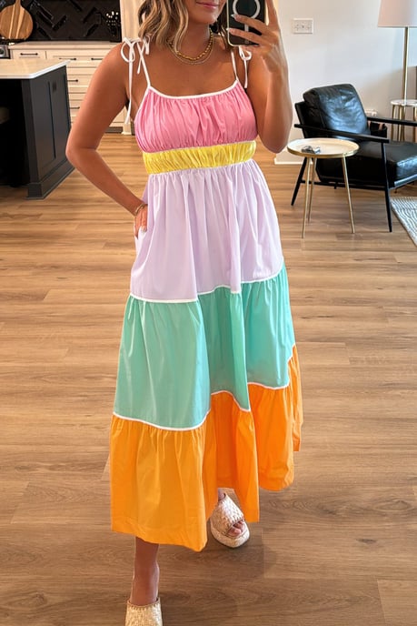 Vestido midi de capas multicolor - Image 2