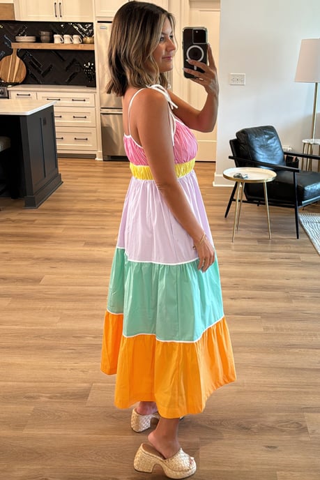 Vestido midi de capas multicolor - Image 3