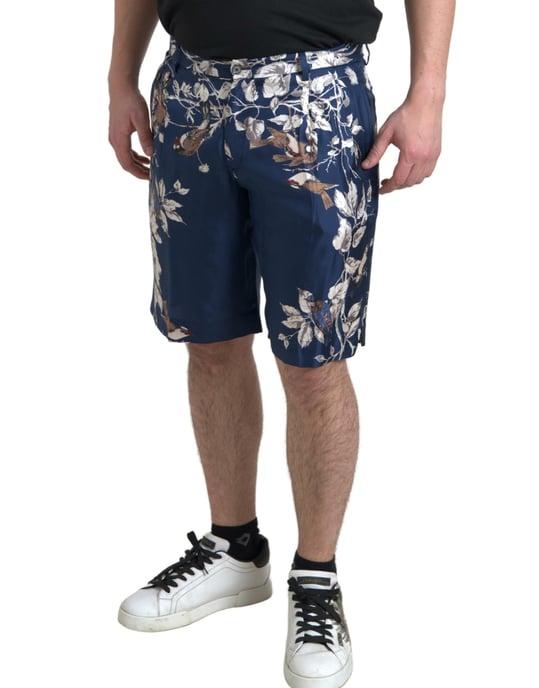 Pantalones Cortos de Seda con Estampado de Pájaro - Image 4