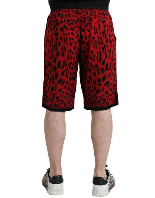 Pantalones Cortos de Estampado de Leopardo Rojo Estilo Pan75018 - Image 2