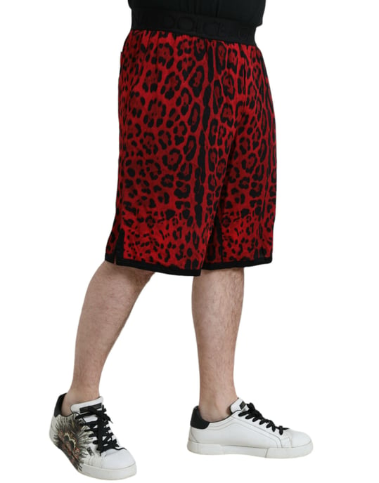 Pantalones Cortos de Estampado de Leopardo Rojo Estilo Pan75018 - Image 3