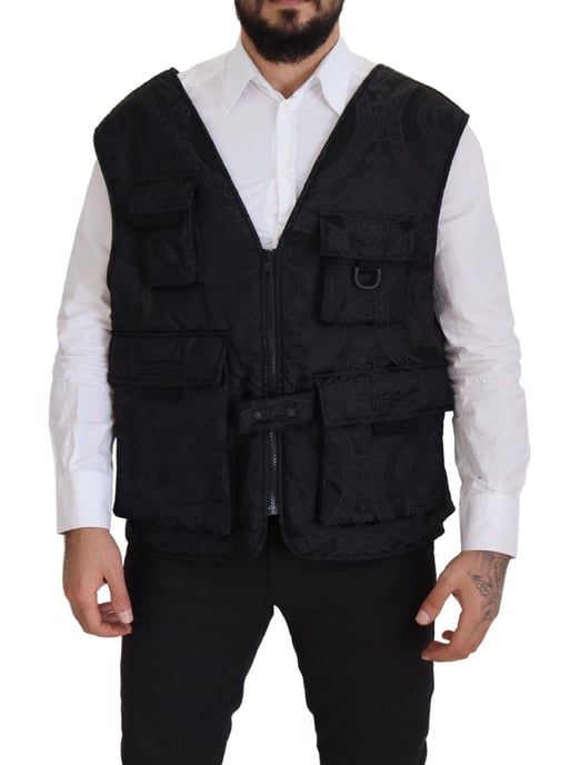 Chaleco Bordado Negro Estilo Utility - Image 1