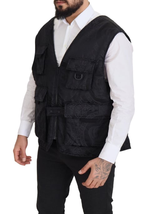Chaleco Bordado Negro Estilo Utility - Image 2