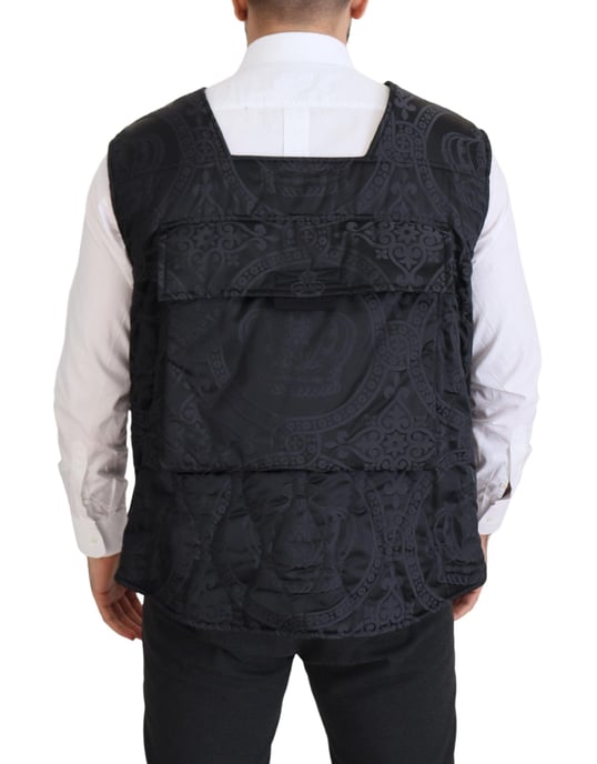 Chaleco Bordado Negro Estilo Utility - Image 3
