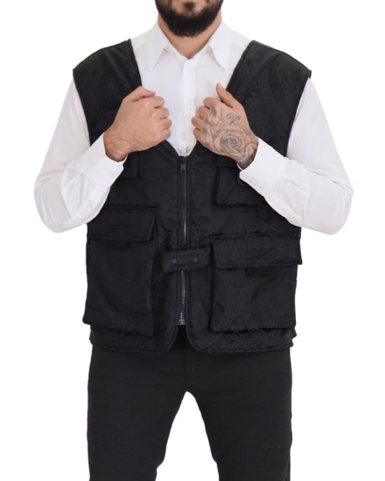 Chaleco Bordado Negro Estilo Utility - Image 5