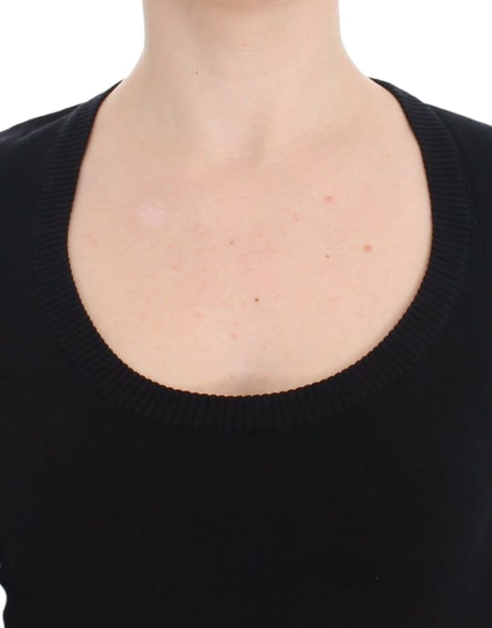 Suéter de punto negro de manga larga con cuello redondo - Image 5