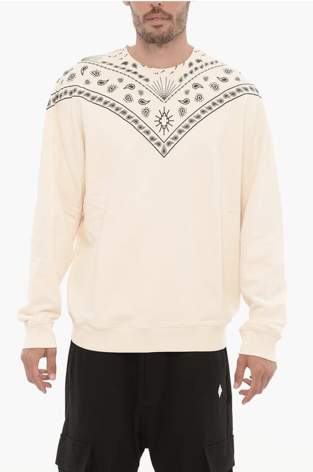 Sudadera de cuello redondo con motivo de bandana en blanco y negro - Image 1
